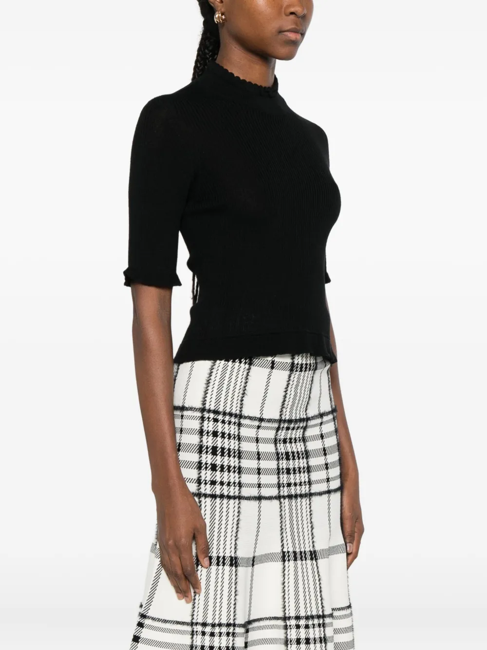 Cecilie Bahnsen Ruffled Sweater In Black