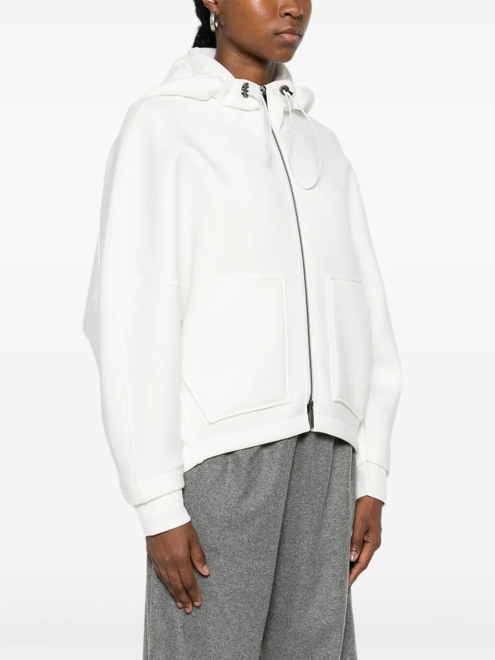 Emporio Armani Oversized jack met capuchon Wit