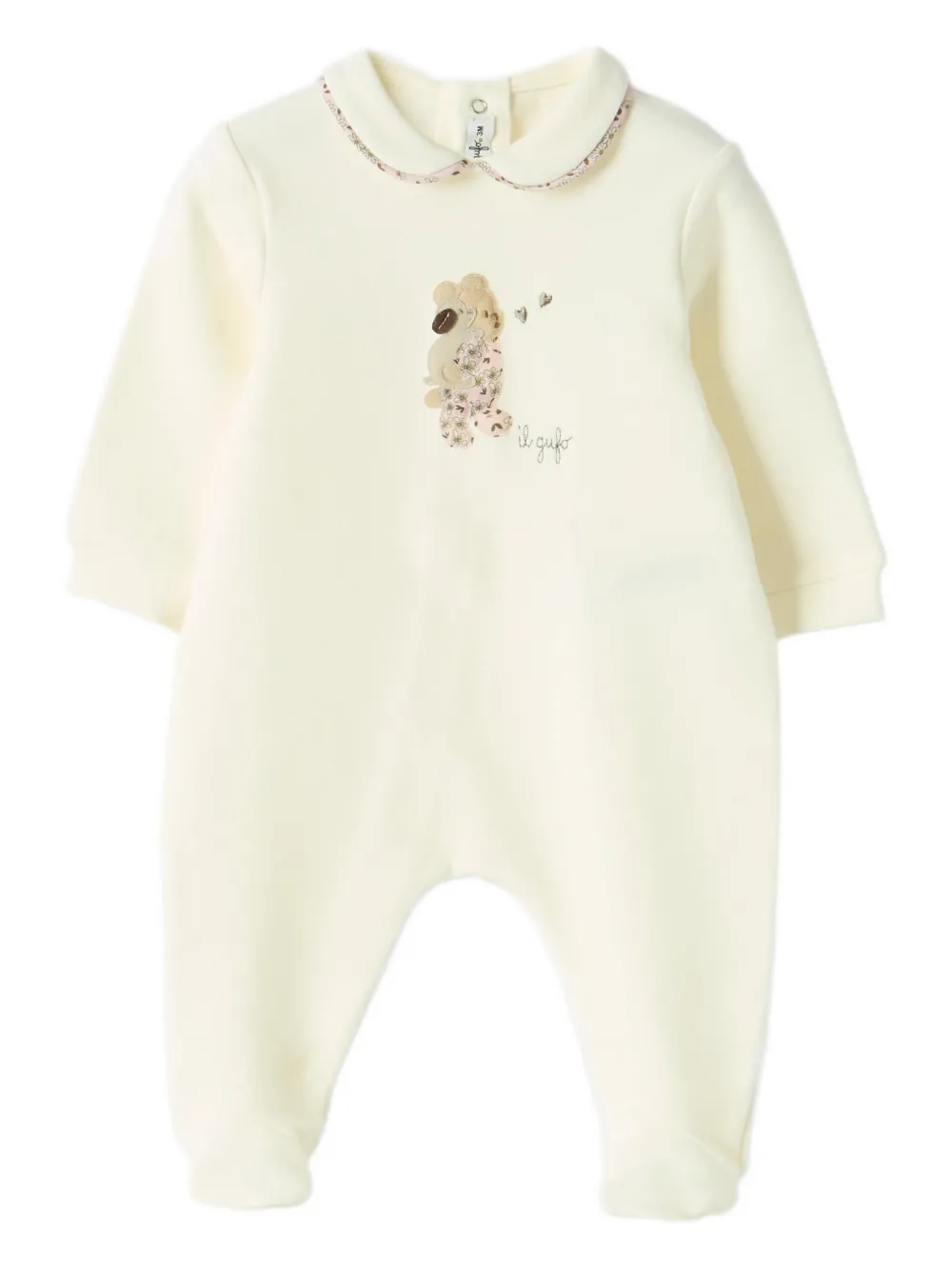 Il Gufo pyjama en coton à col à fleurs | blanc | Image 1