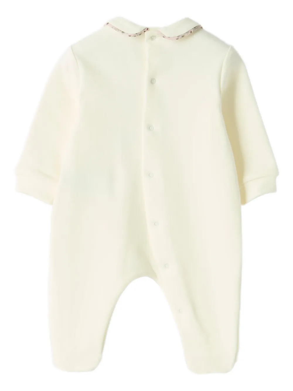 Il Gufo Katoenen pyjama met bloemenkraag - Wit