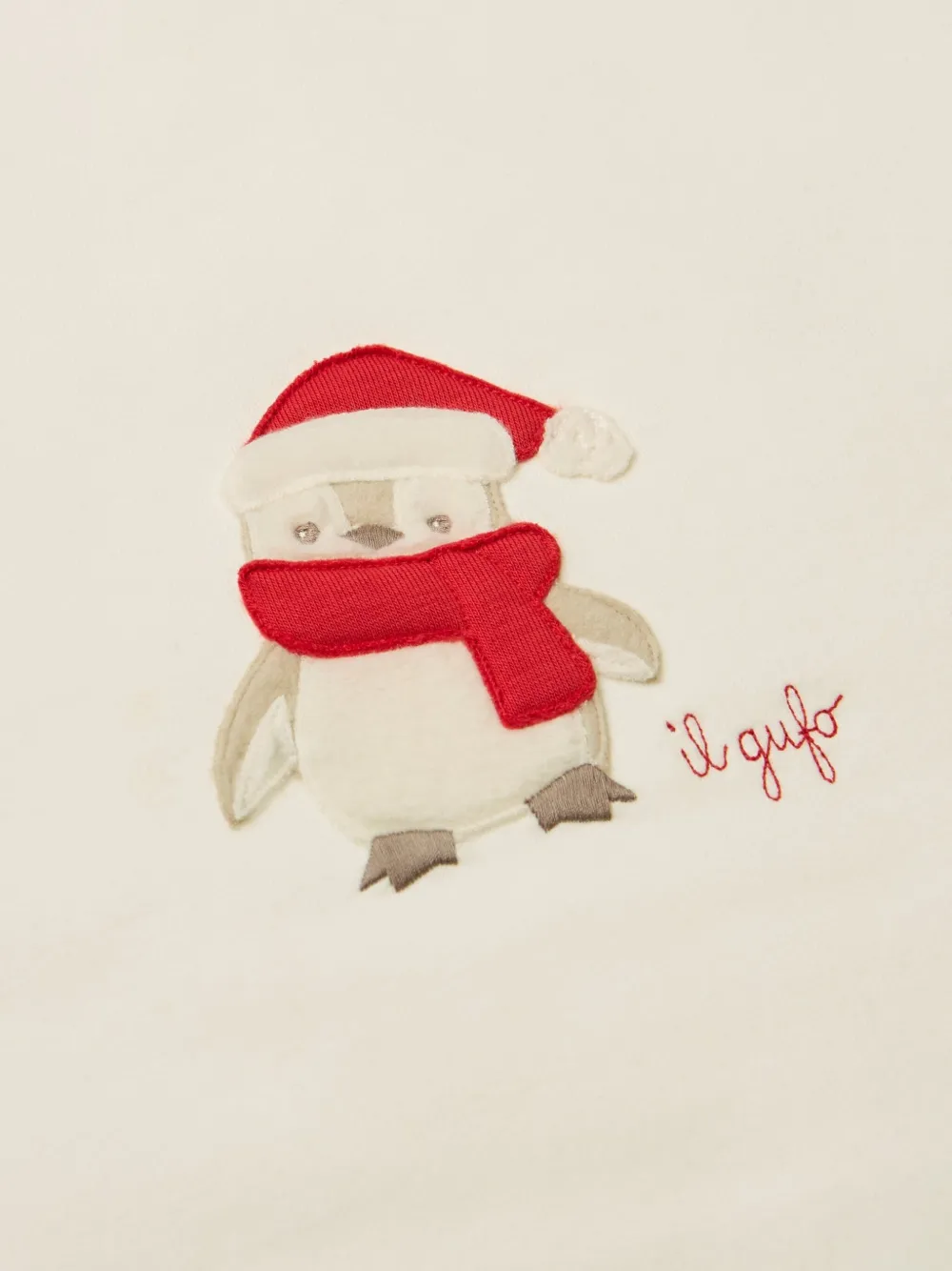 Il Gufo Deken met pinguïn-applicatie - Wit