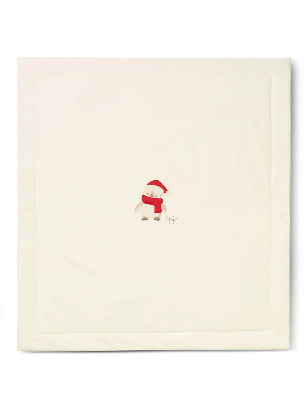 Il Gufo Coperta con applicazione pinguino - Bianco