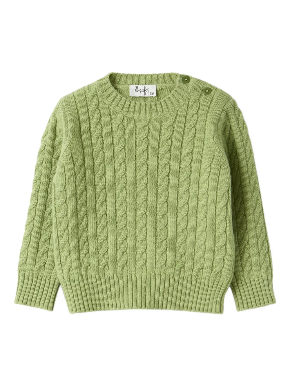 Il Gufo Maglione con lavorazione intrecciata - Verde