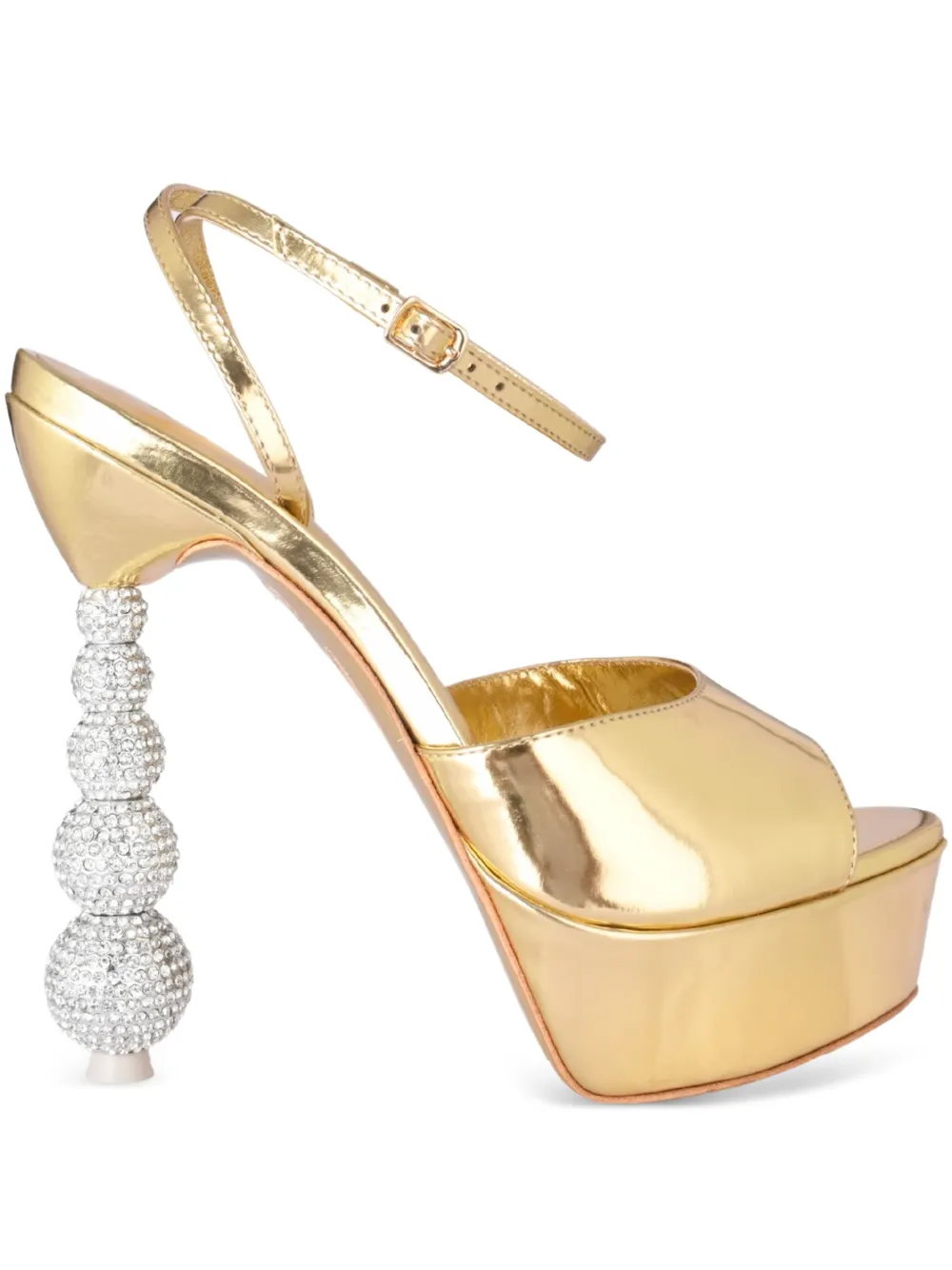 Sophia Webster 140 mm Natalia sandalen met plateauzool en kristallen Goud