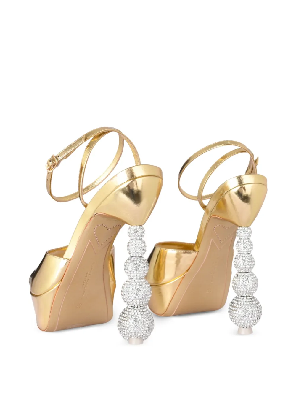 Sophia Webster 140 mm Natalia sandalen met plateauzool en kristallen Goud