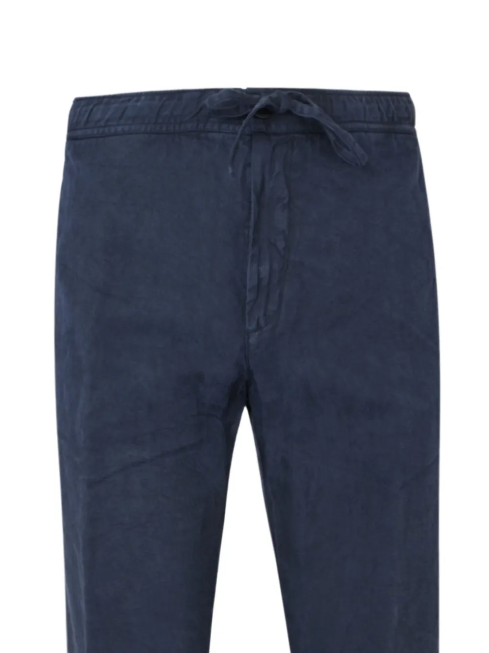 120% Lino Drawstring Trousers In Blue