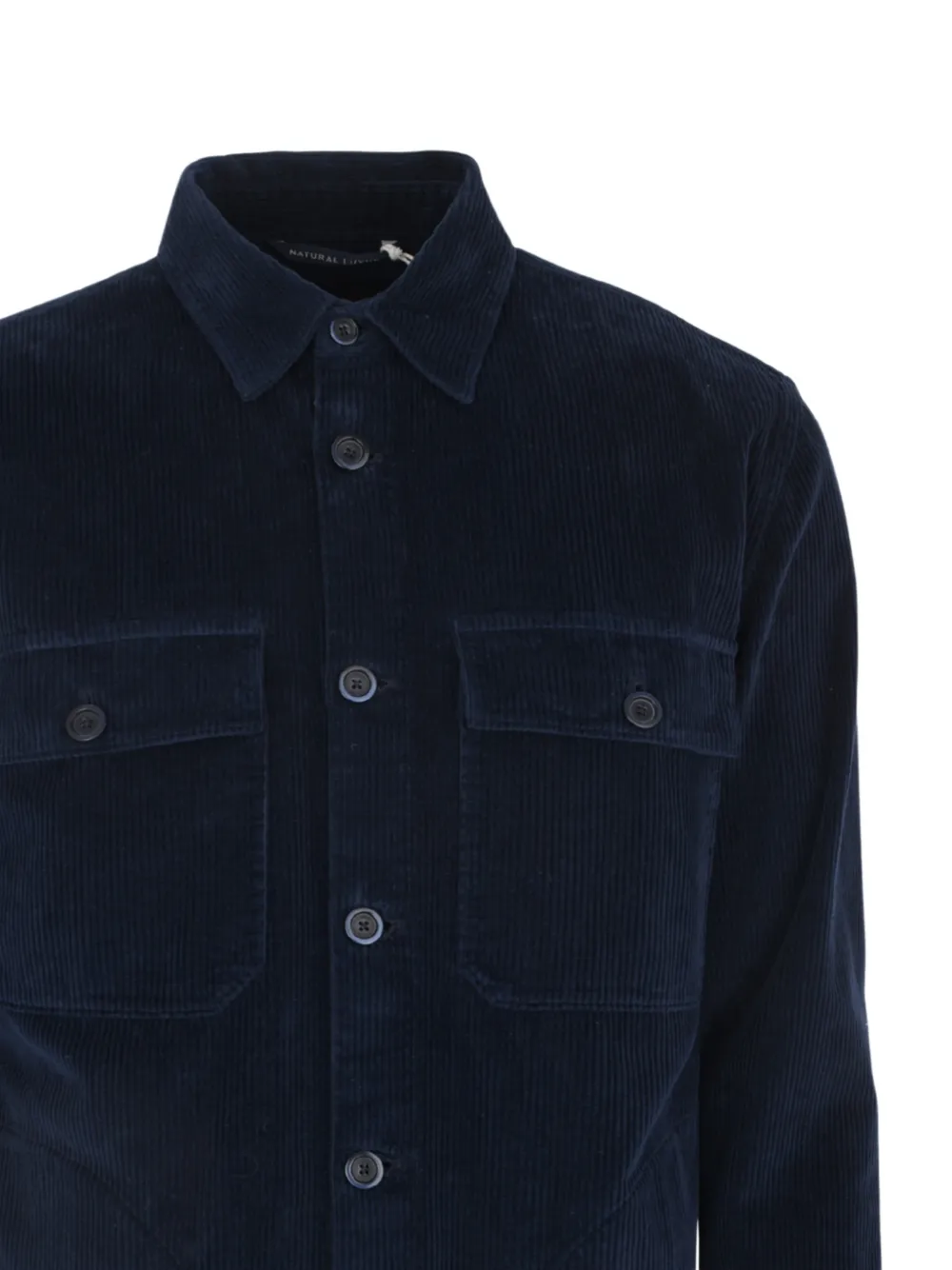 120% Lino Shirtjack met ribfluwelen zak Blauw