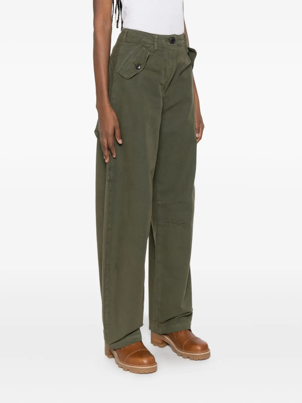Bellerose Cotton Cargo Pants In Green