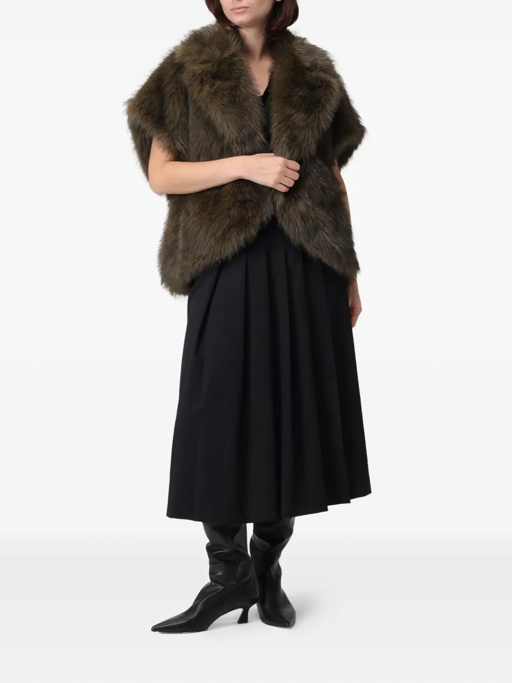 Liviana Conti Pleated Belt Long Skirt In Black