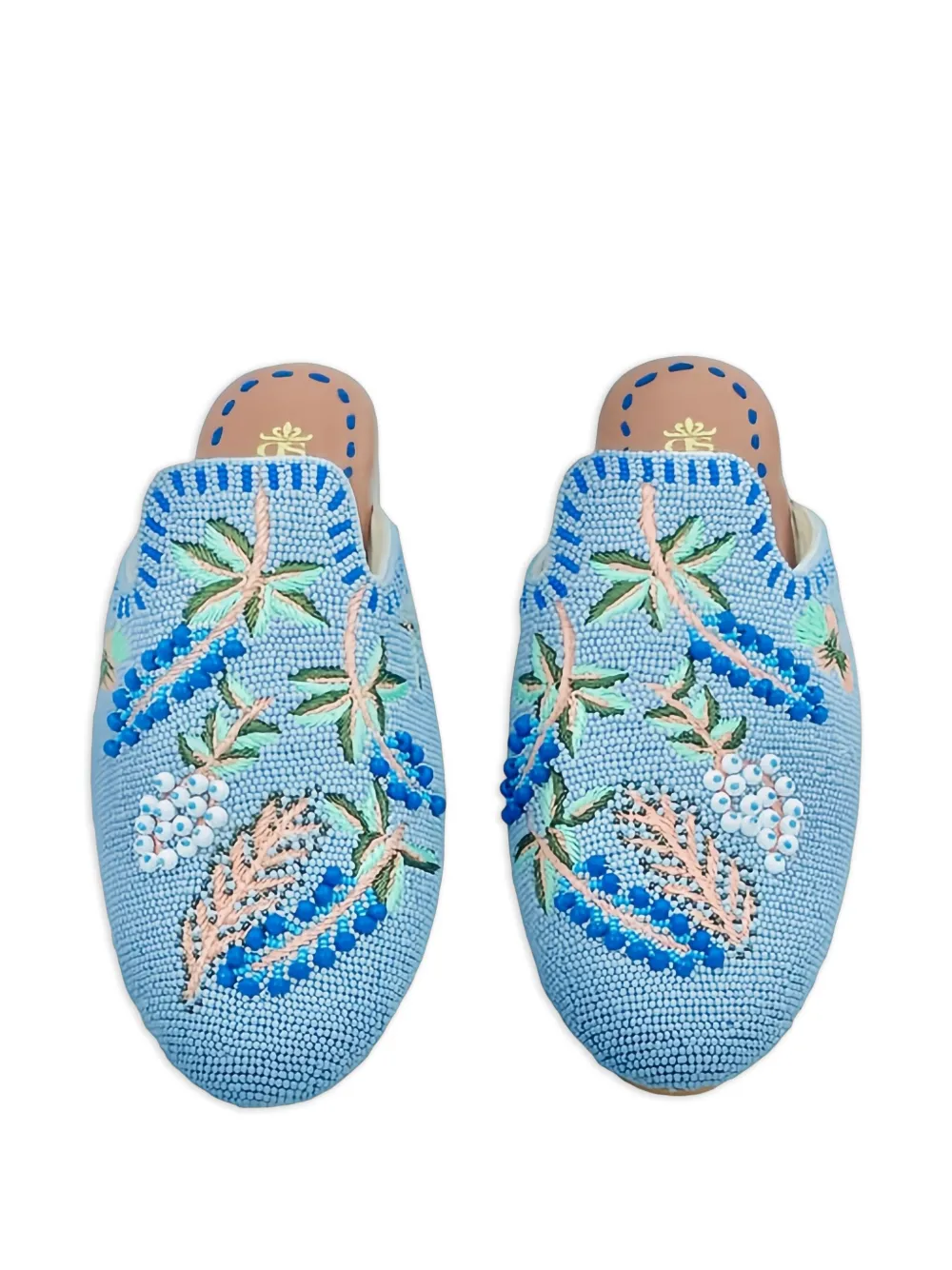  De Siena Shoes Beaded Floral Trainers - Blue 