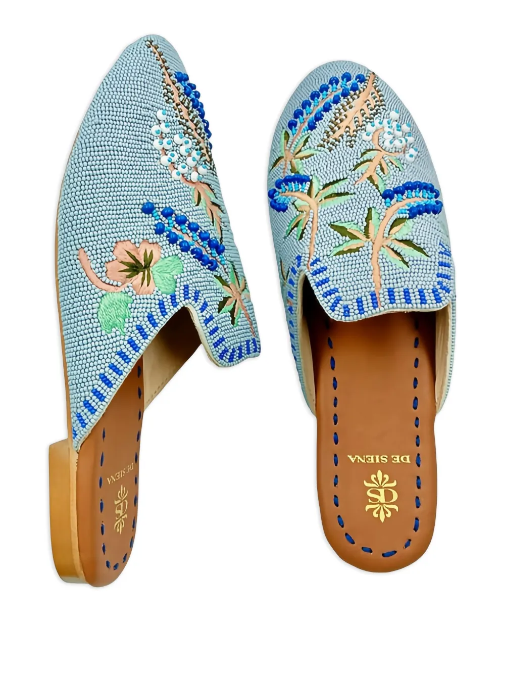  De Siena Shoes Beaded Floral Trainers - Blue 