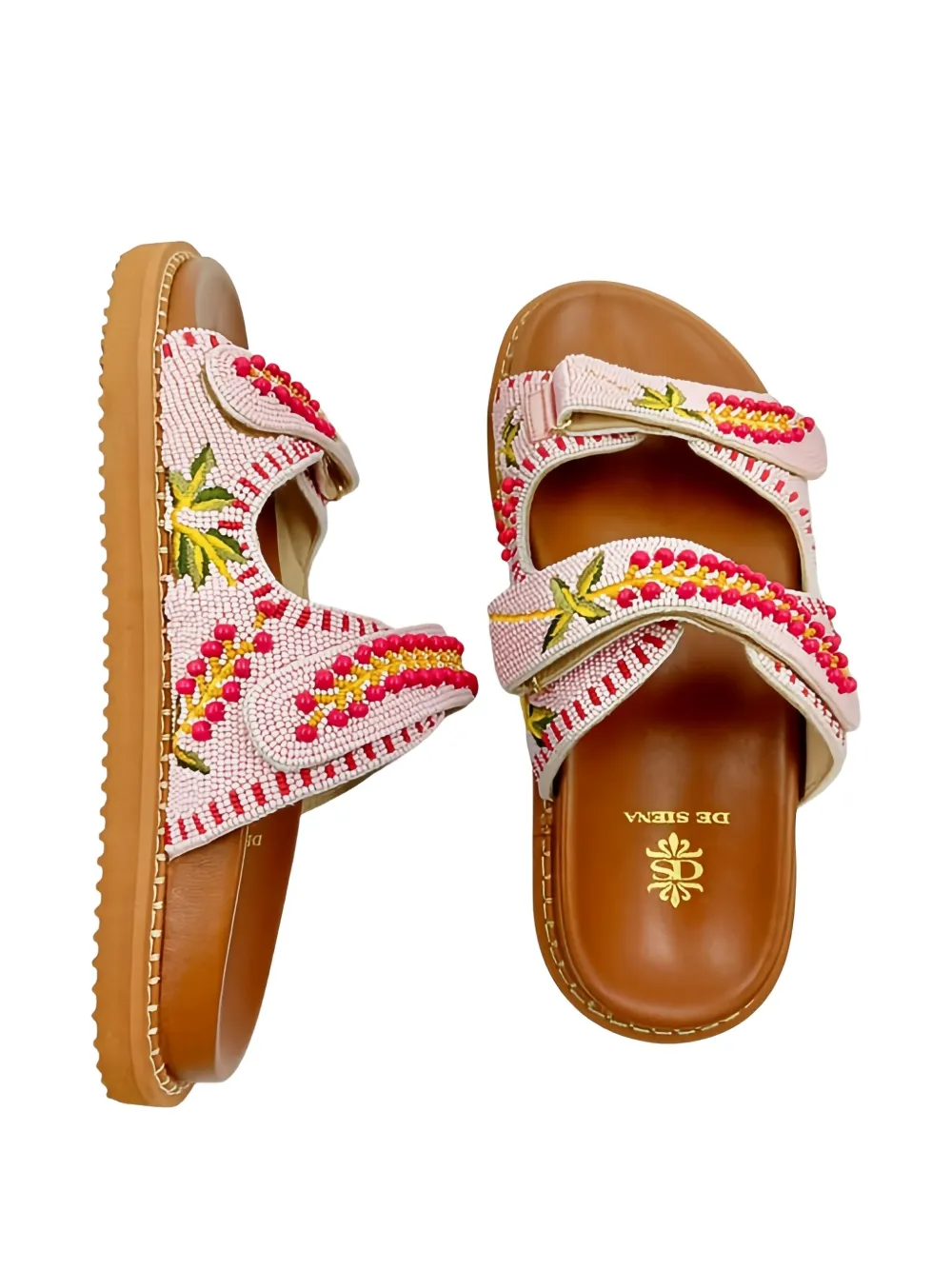 DE SIENA SHOES Slippers met geborduurde kralen - Roze