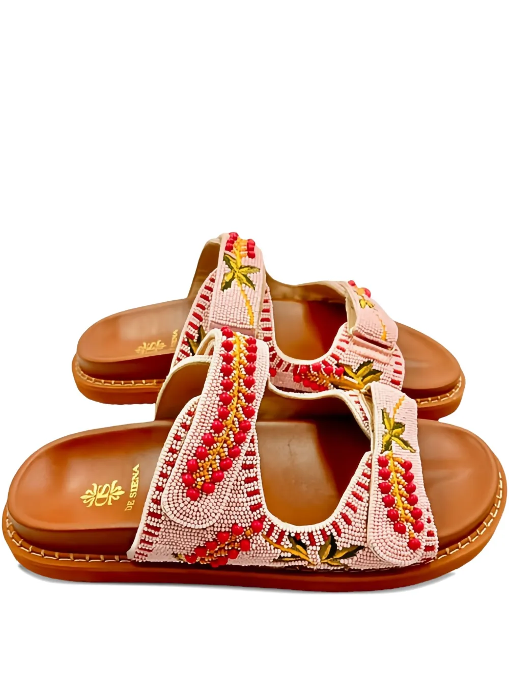 De Siena Shoes Beaded Embroidered Slippers In Multi