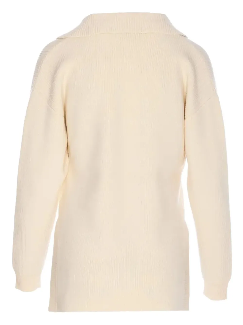 Elisabetta Franchi Knitwear With Buckle Detail And V-neckline In Neutral