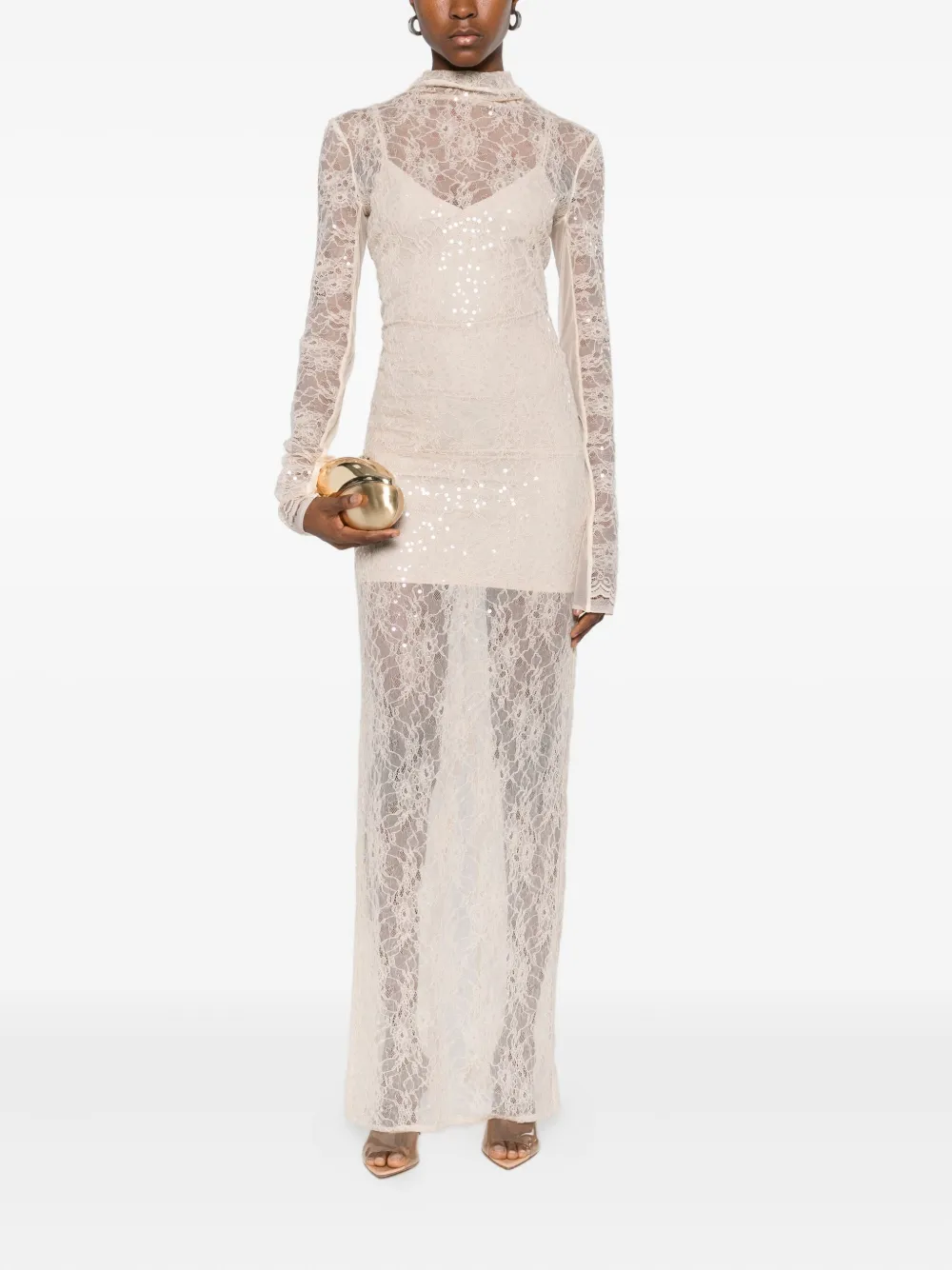 Patrizia Pepe sequin-embellished long-sleeve dress - Wit