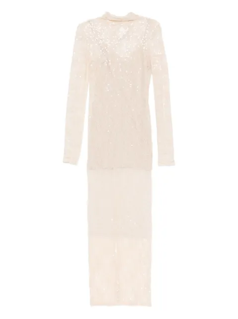 Patrizia Pepe vestido manga larga bordado con lentejuelas