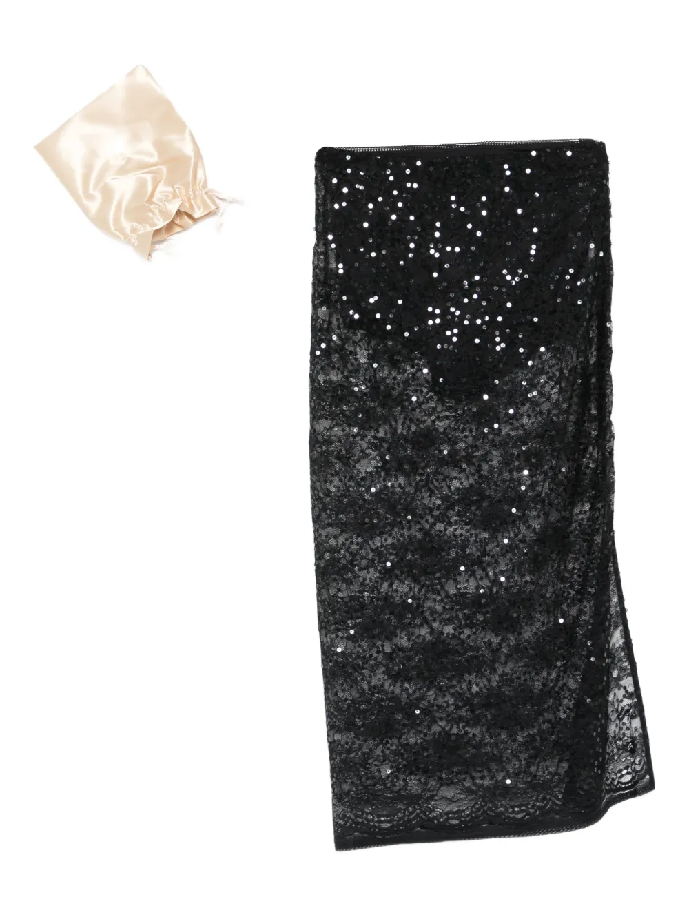 Patrizia Pepe Sequin Lace Skirt In Black