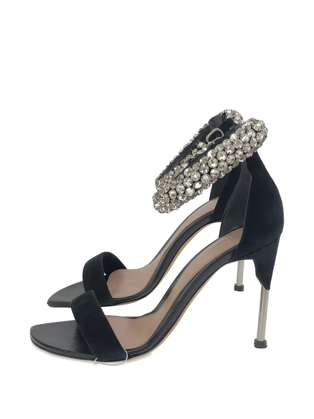 Pre-owned Alexander Mcqueen 2000s 10mm Embellished Leather Sandals In Black