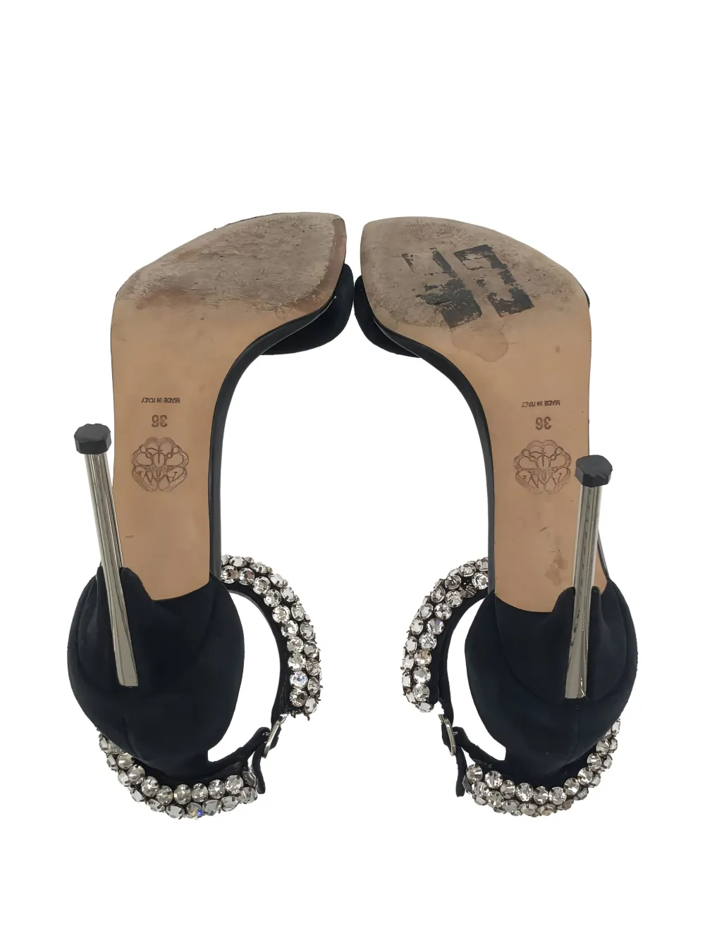 Pre-owned Alexander Mcqueen 2000s 10mm Embellished Leather Sandals In Black