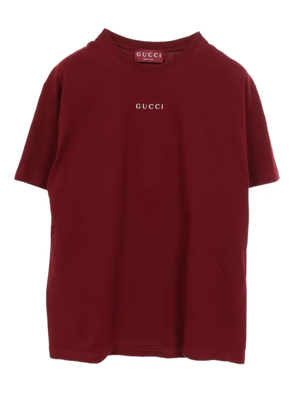 Gucci Pre-Owned Logo Print Cotton T-shirt Red FARFETCH NO