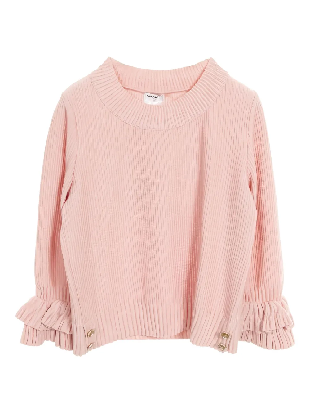 CHANEL Pre-Owned 1986-1988 Coco mark button frill sweater | Pink | Image 1