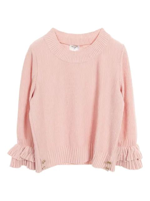 CHANEL Pre-Owned 1986-1988 Coco mark button frill sweater