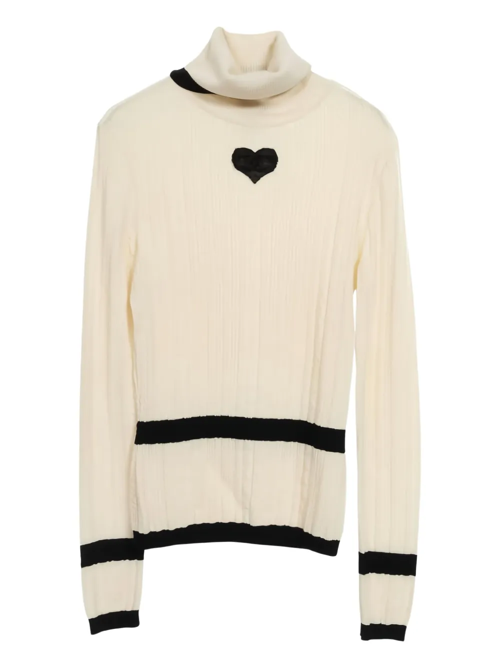 CHANEL Pre-Owned 1986-1988 heart cable-knit turtleneck | Neutrals | Image 1