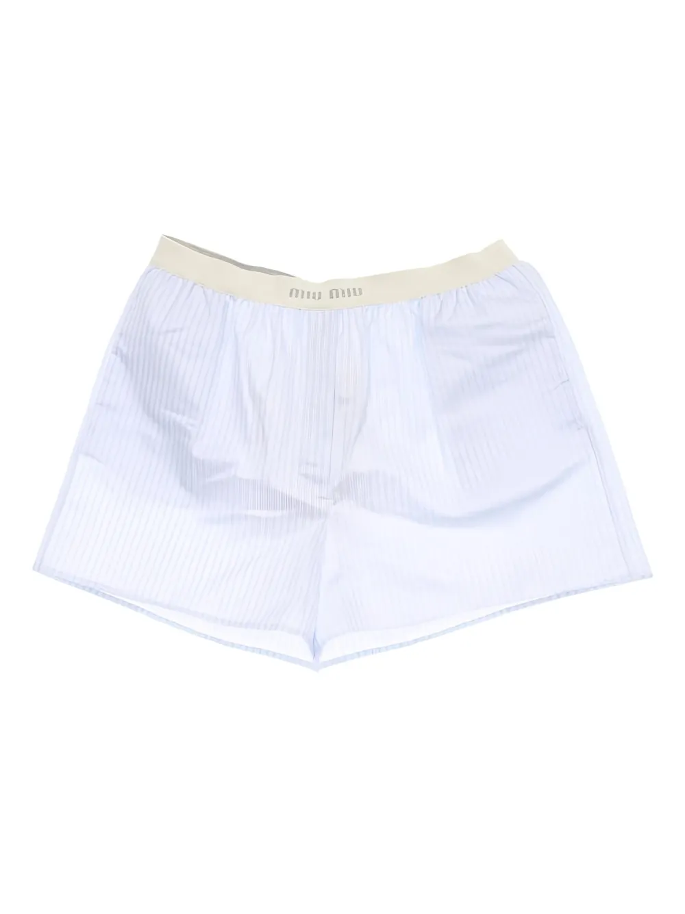 Pre-owned Miu Miu 2020s Striped Shorts In Blue
