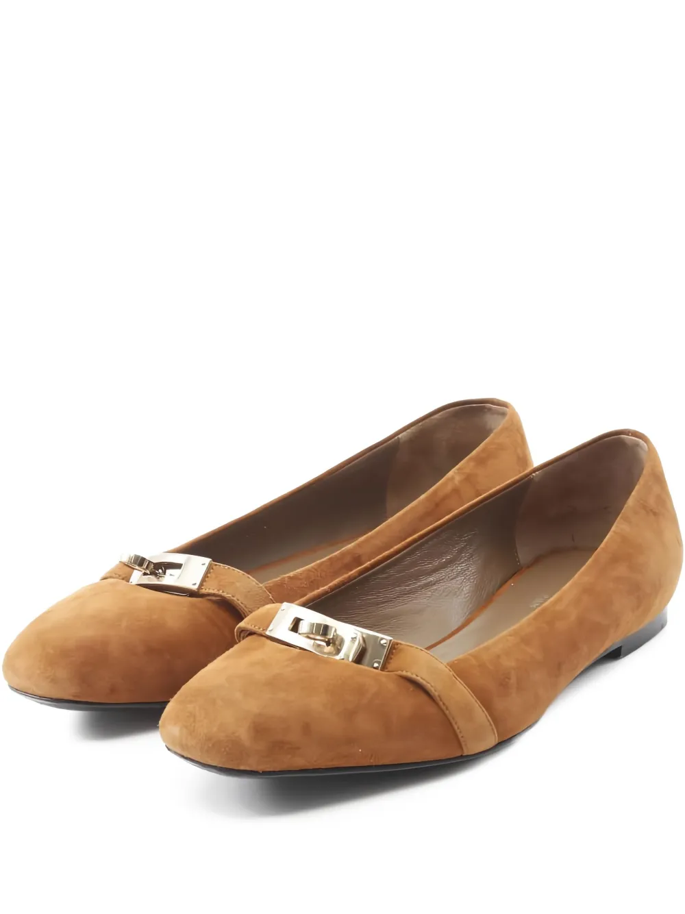 Hermès Pre-Owned 2000s Bilbao buckle suede ballet flats | Brown | Image 1