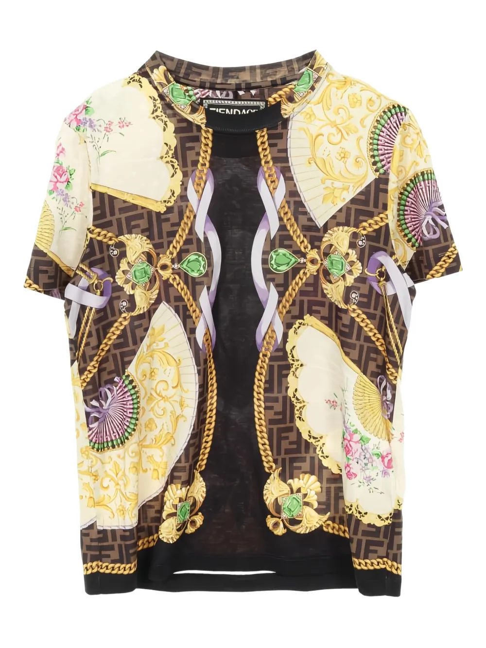 Pre-owned Fendi X Versace 2010s Crew-neck T-shirt In Brown