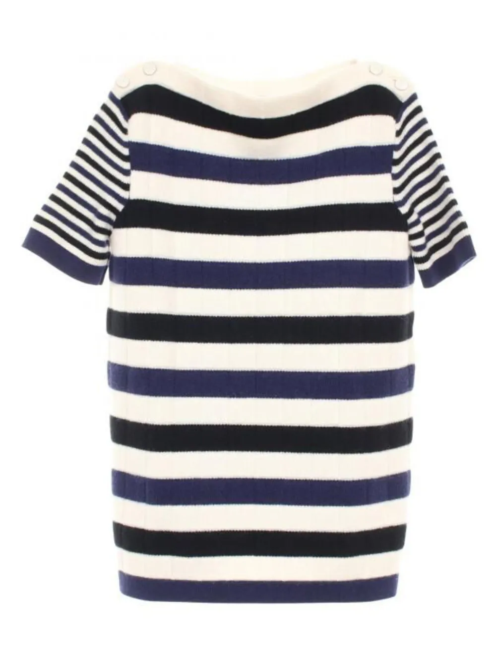 CHANEL Pre-Owned Top a righe 1986-1988 - Bianco