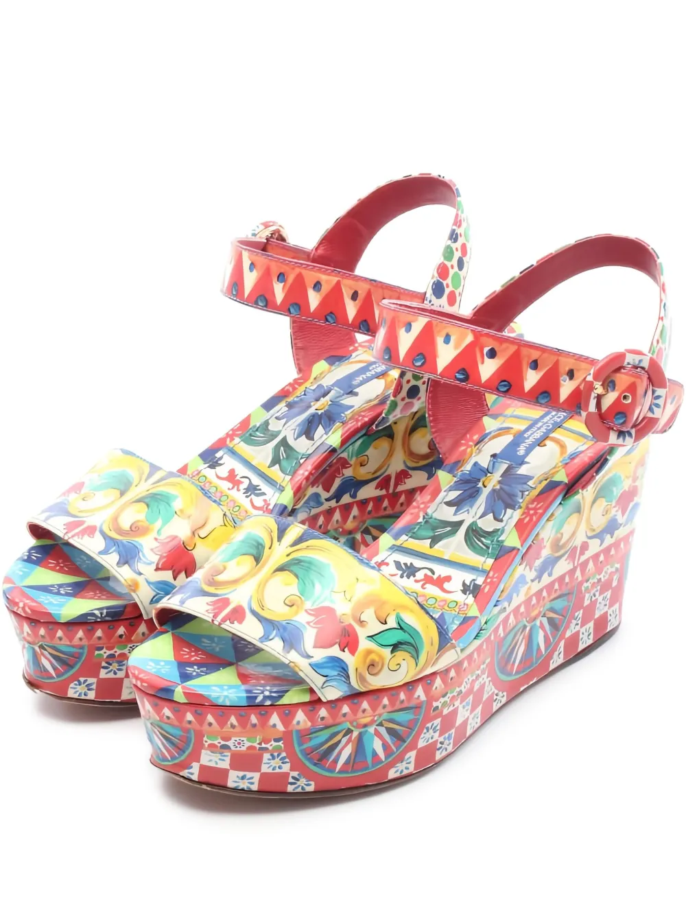 Dolce & Gabbana Pre-Owned 2000s 90mm platform printed sandals | Red | Image 1