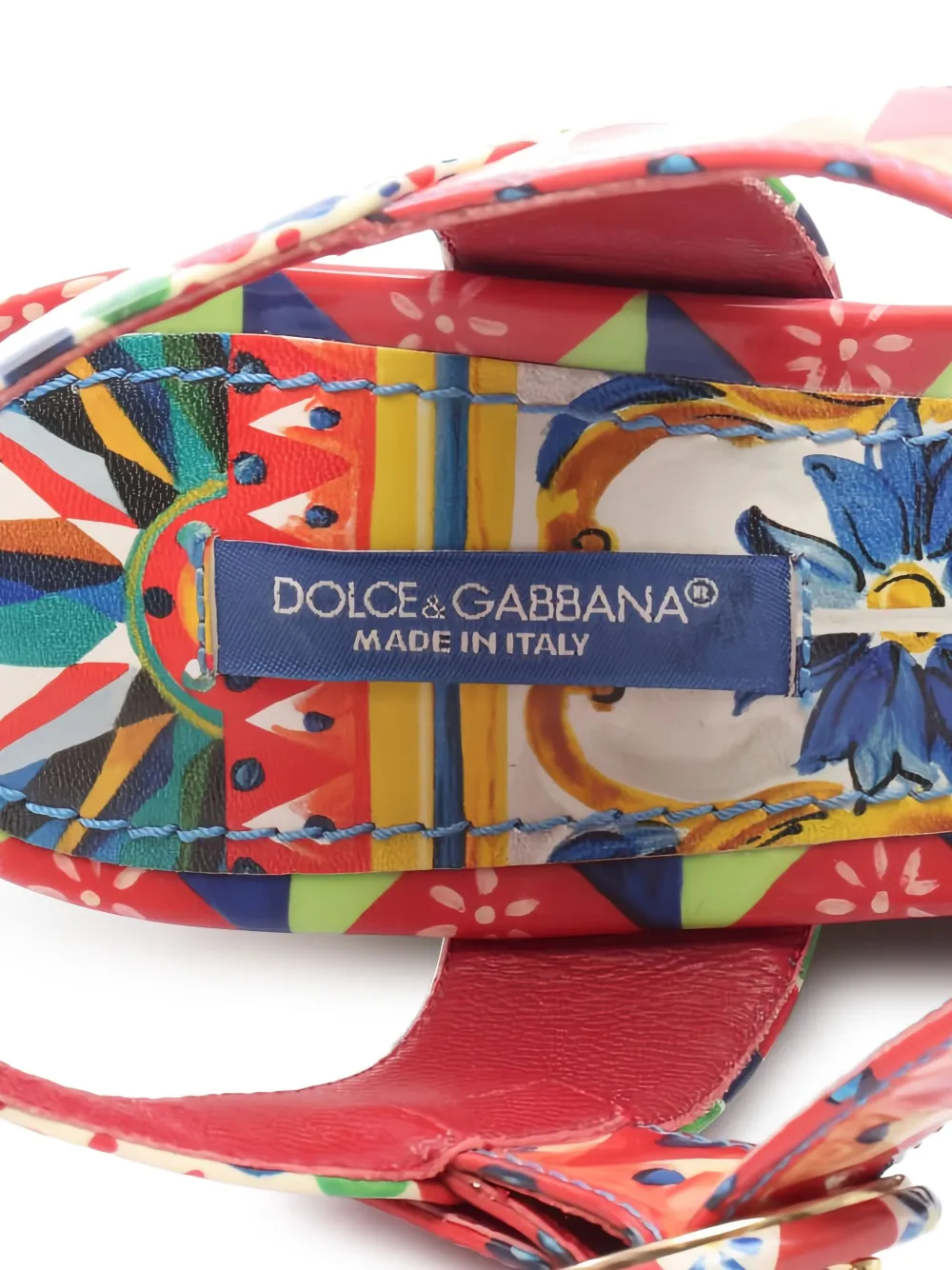 Pre-owned Dolce & Gabbana 2000s 90mm Platform Printed Sandals In Red