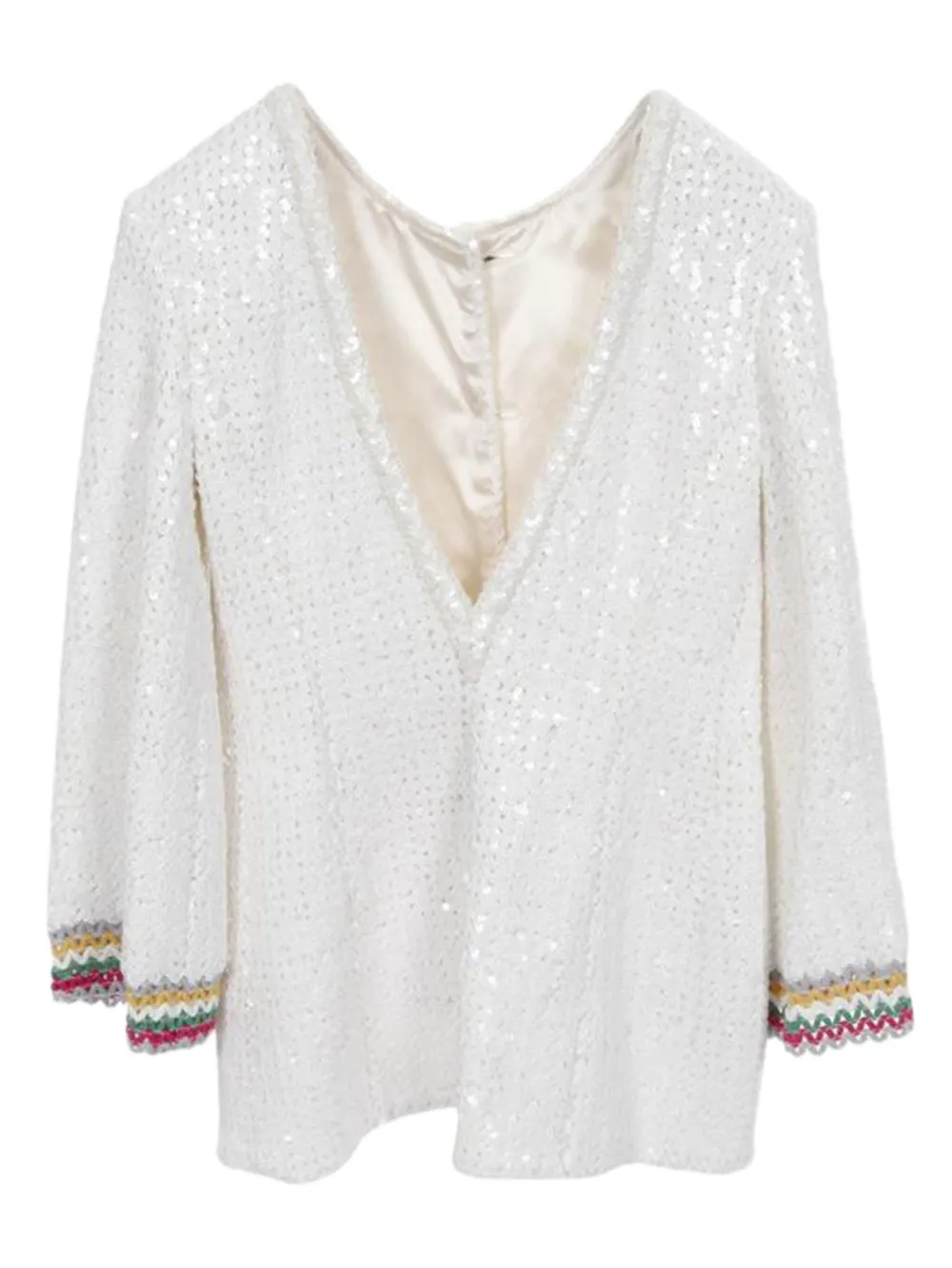 CHANEL Pre-Owned 1986-1988 Cocomark button sequin jacket | White | Image 1