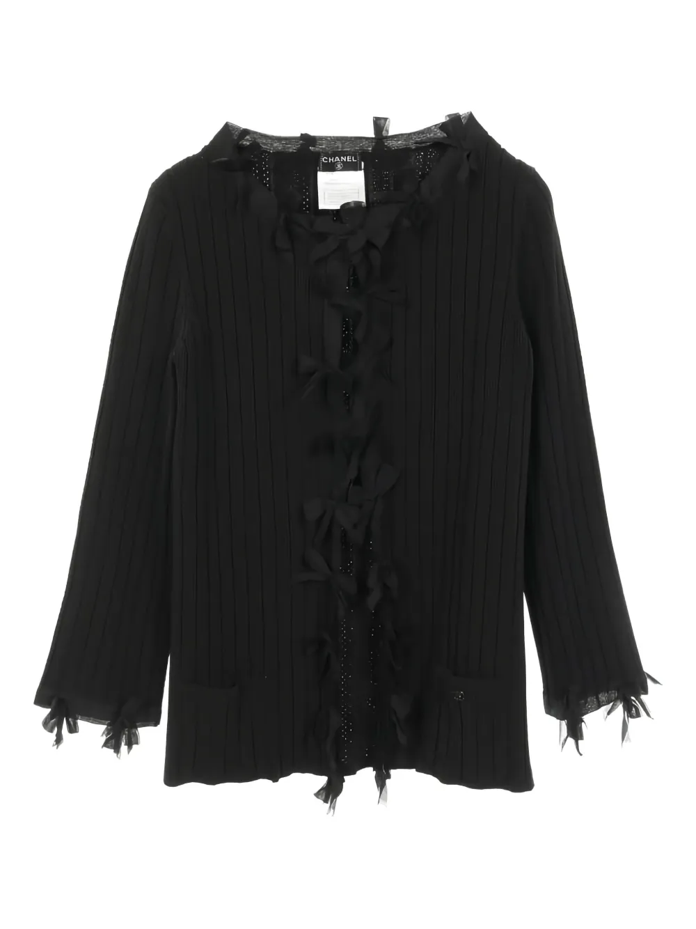 CHANEL Pre-Owned 1986-1988 ribbon cardigan | Black | Image 1