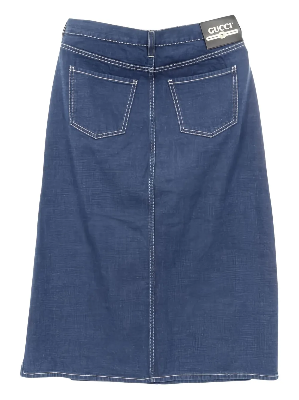 Pre-owned Gucci Slit Denim Skirt In Blue