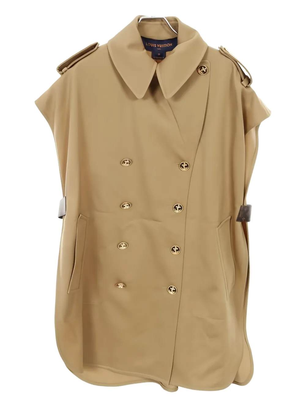 Pre-owned Louis Vuitton 2020s Sleeveless Double-breasted Wool Cape In Neutral