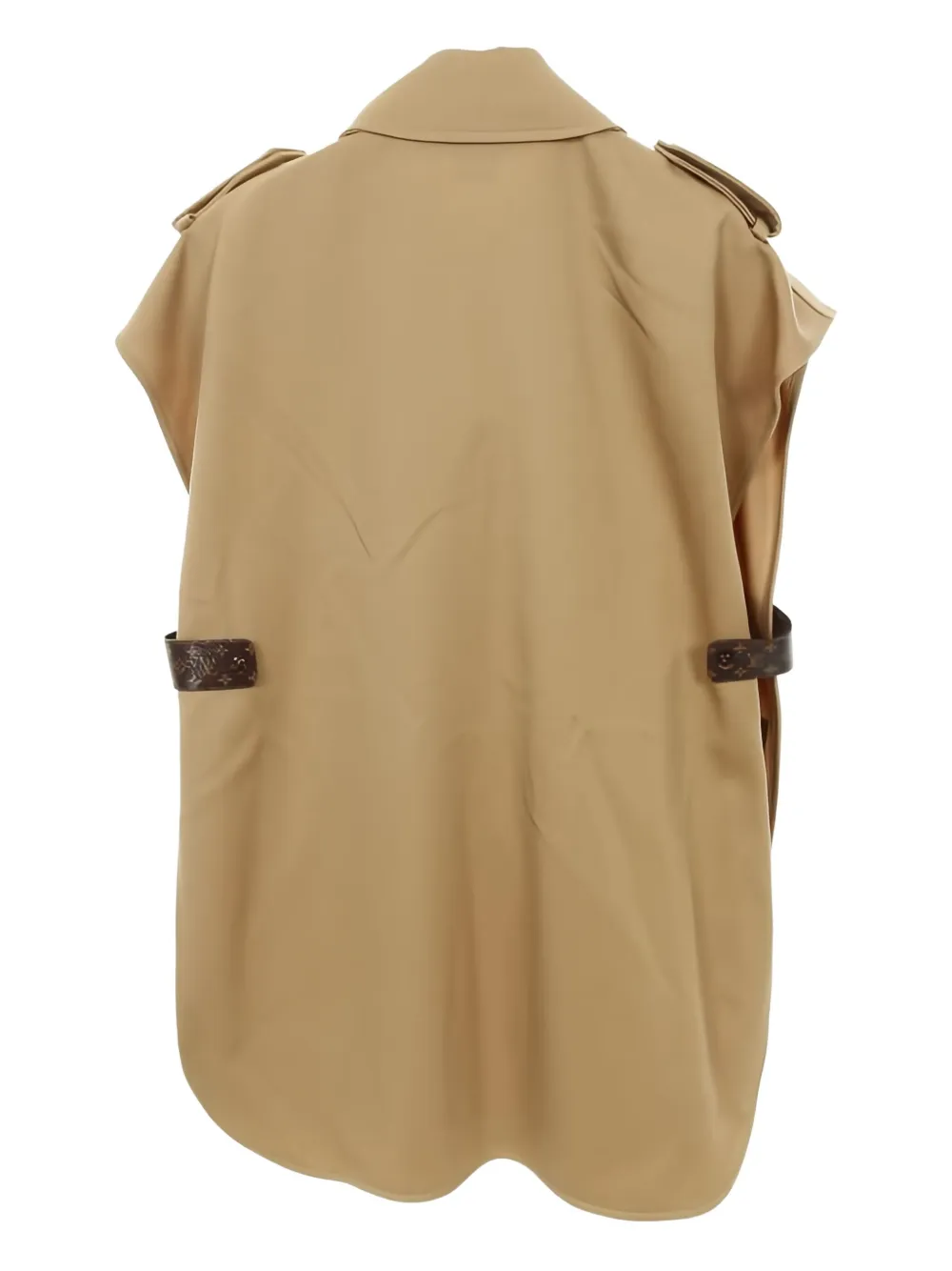 Pre-owned Louis Vuitton 2020s Sleeveless Double-breasted Wool Cape In Neutral