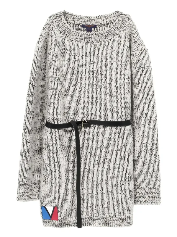 louis vuitton knit dress Louis Vuitton Pre-Owned 2010s Knit Belted Mini Dress | Black