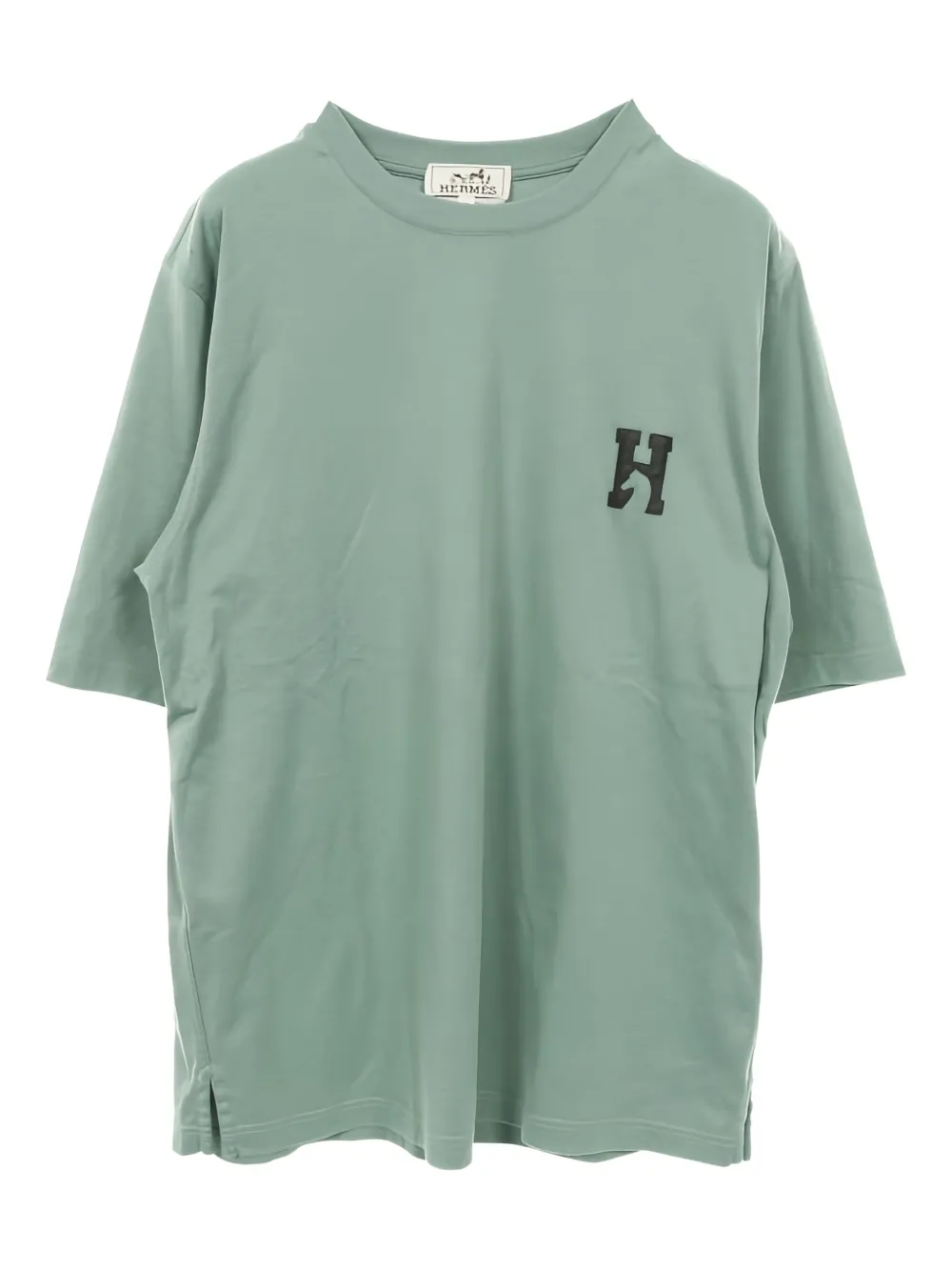 Hermès Pre-Owned 2010s leather-patch T-shirt | Green | Image 1