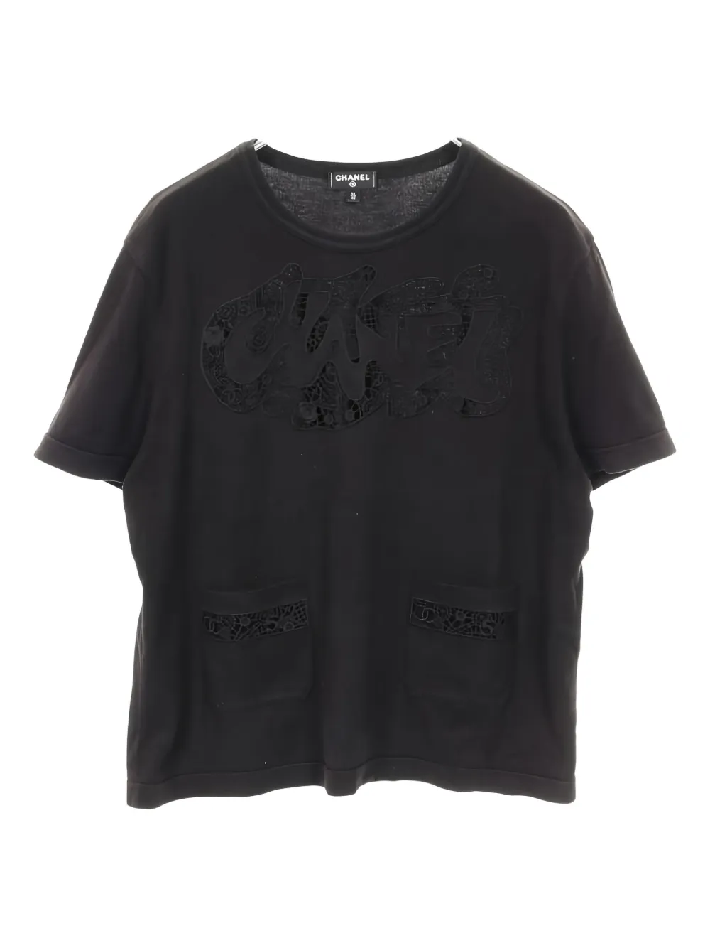 CHANEL Pre-Owned 1986-1988 embroidered-detail T-shirt | Black | Image 1