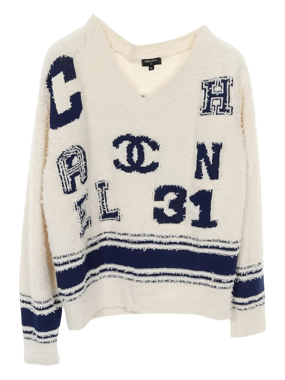 CHANEL Pre-Owned 1986-1988 logo-detail jumper | Neutrals | Image 1