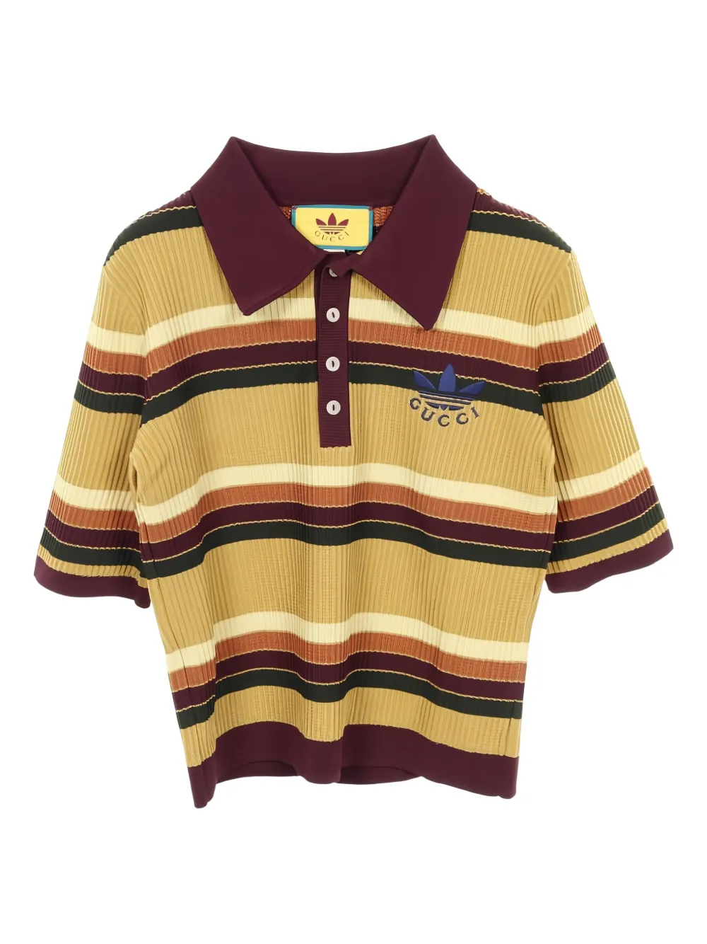 Gucci Pre-Owned 10s striped-knit polo shirt | Yellow | Image 1
