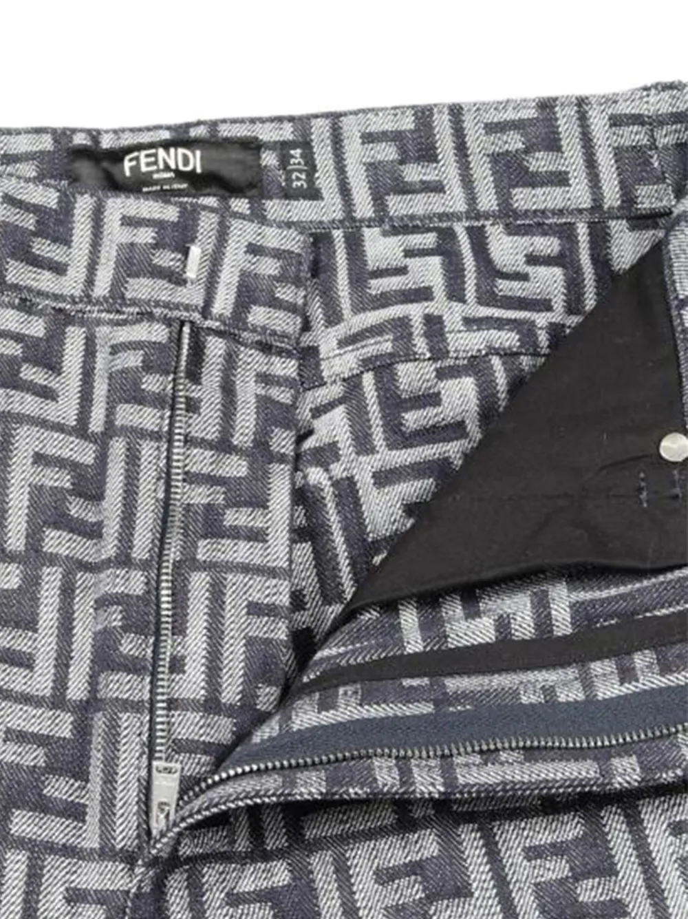 Pre-owned Fendi Zucca-patterned Jeans In Black