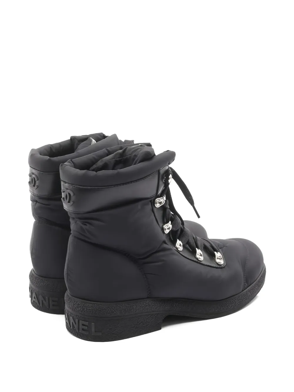 Pre-owned Chanel 40mm Coco Mark Boots In Black