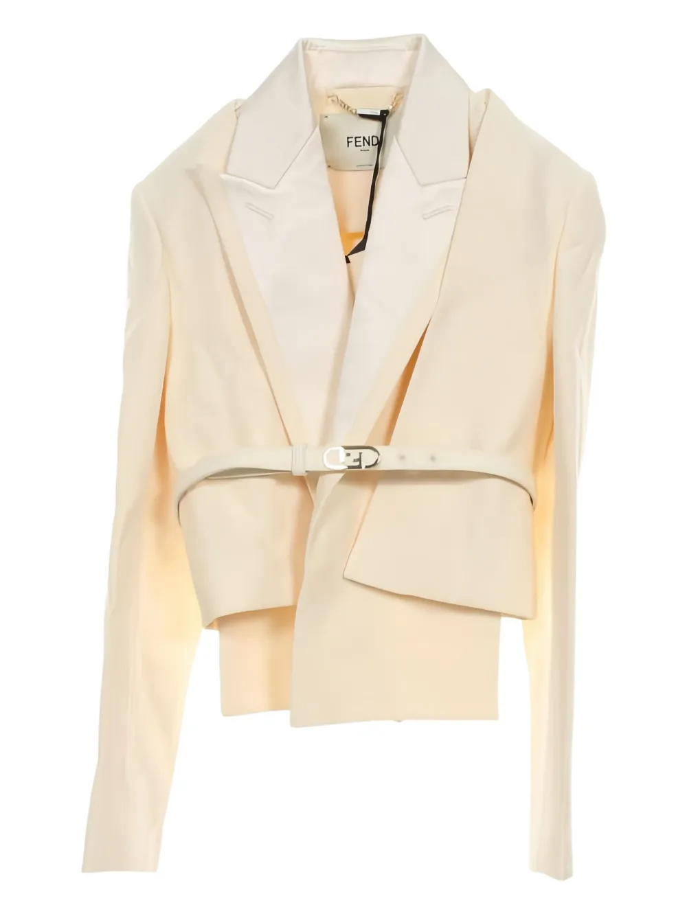 Pre-owned Fendi Layered Belted Jacket In Neutral