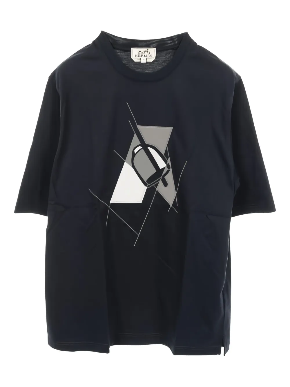 Hermès Pre-Owned crew-neck graphic-print t-shirt | Black | Image 1
