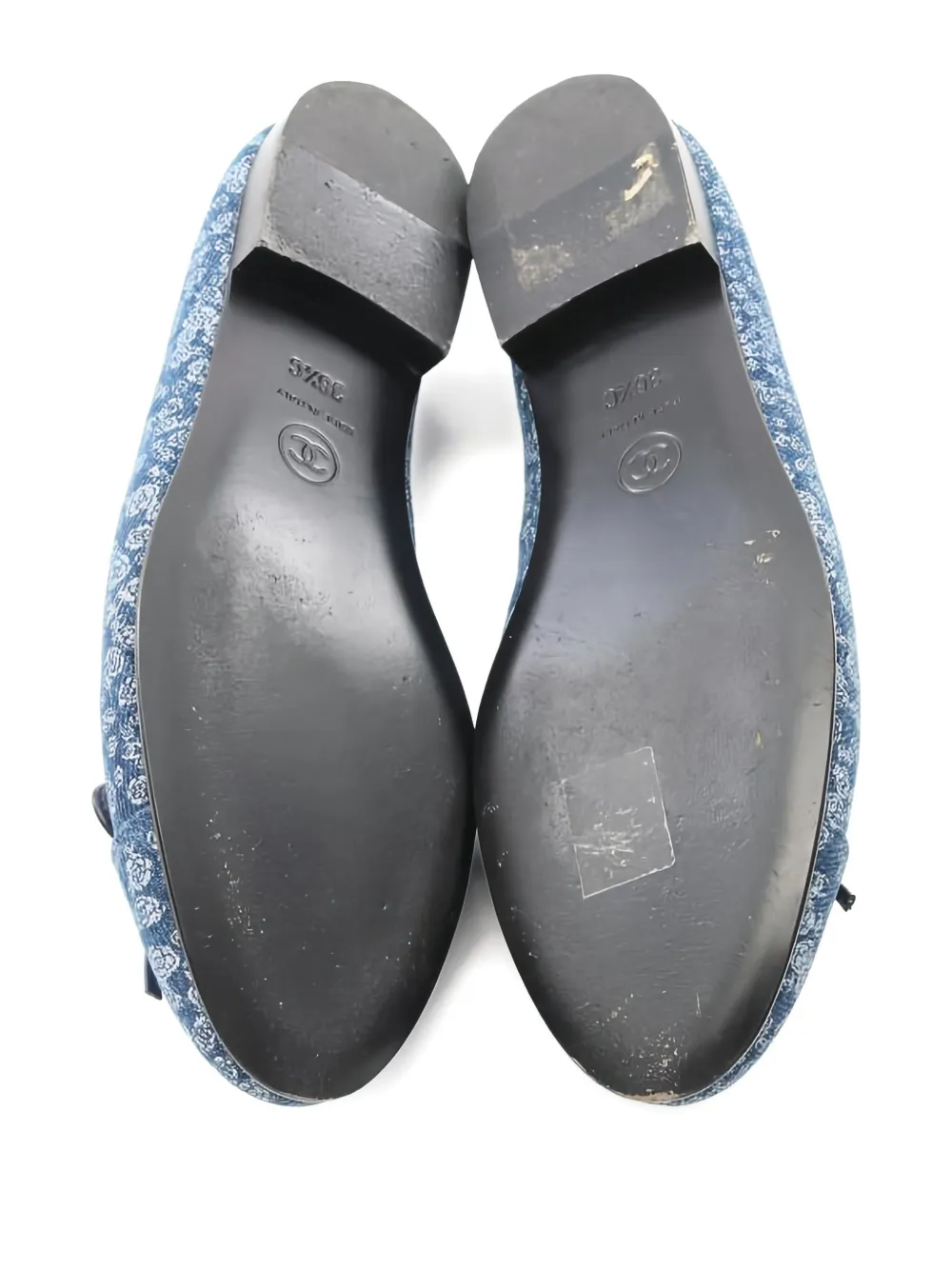 Pre-owned Chanel 1986-1988 Bow-detail Ballet Shoes In Blue