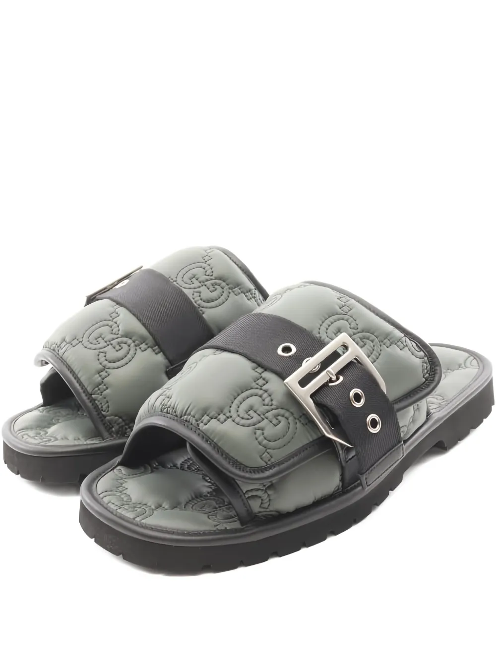 Gucci Pre-Owned 20s GG-quilted buckle sandals | Green | Image 1