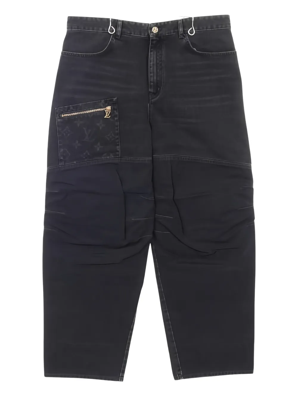 Pre-owned Louis Vuitton 2020s Monogram-detailed Jeans In Black